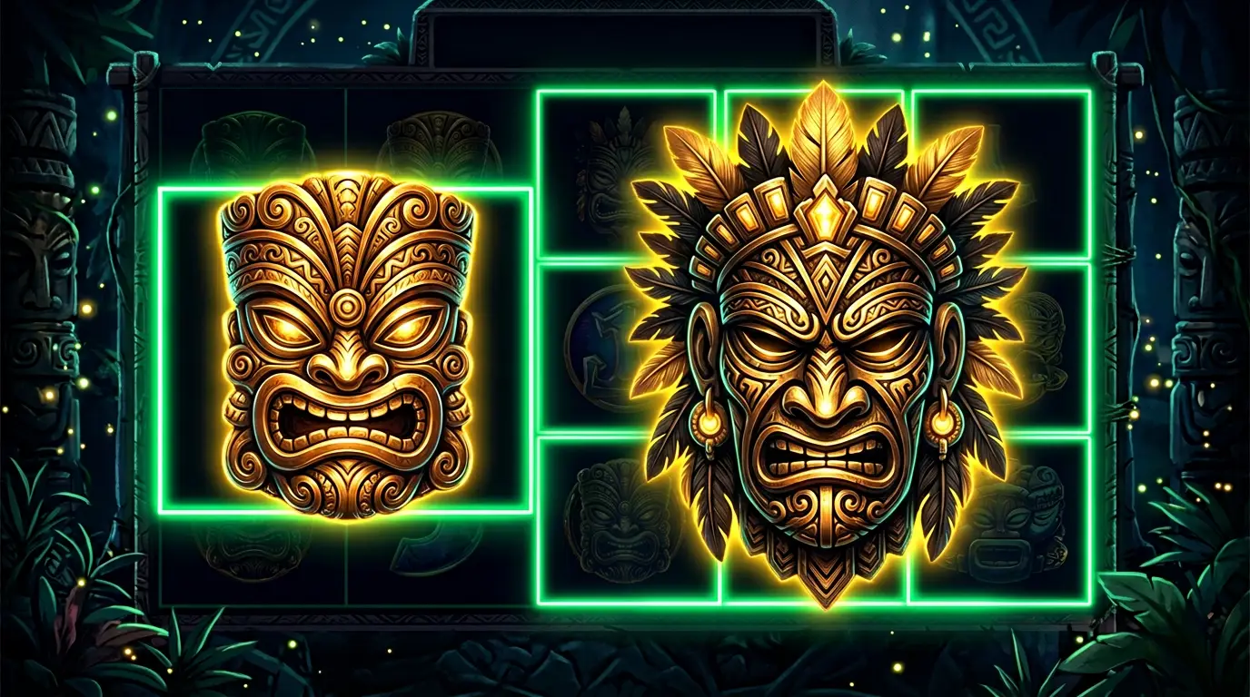 Hula Balua big symbols - oversized 2×2 and 3×3 blocks on the 6×6 grid